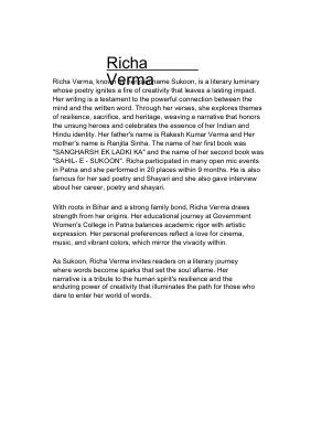 Who is author Richa Verma