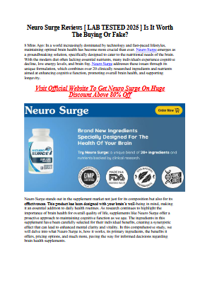 Neuro Surge Reviews [ LAB TESTED 2025 ] Is It Worth The Buying Or Fake? 