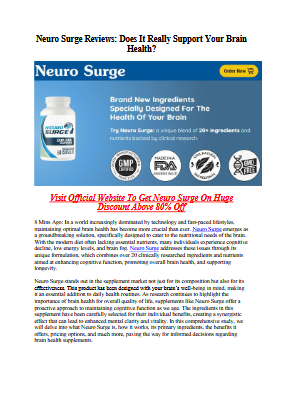 Neuro Surge Reviews: Does It Really Support Your Brain Health?