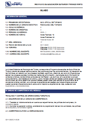 silabo de Psicología del turismo 2D