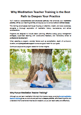 Why Meditation Teacher Training is the Best Path to Deepen Your Practice