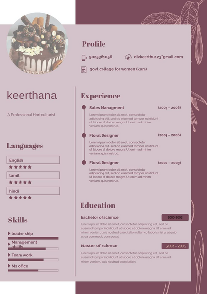 Peach Blush Resume