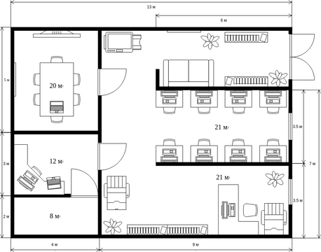 Work Office Floor Plan With Pantry | Visual Paradigm User-Contributed ...