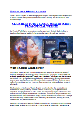 Cosmic Wealth Script [2025]: Is This the Ultimate Key to Financial Freedom?