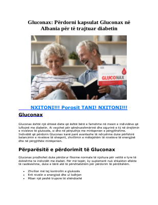 Gluconax: Përdorni kapsulat Gluconax në Albania për të trajtuar diabetin