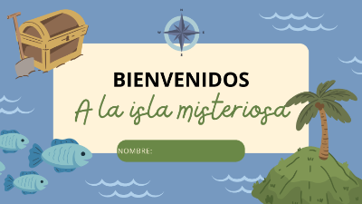 Presentación Cuento La isla del tesoro Ilustrado Azul Verde