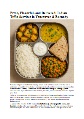 Fresh, Flavorful, and Delivered - Indian Tiffin Services in Vancouver & Burnaby