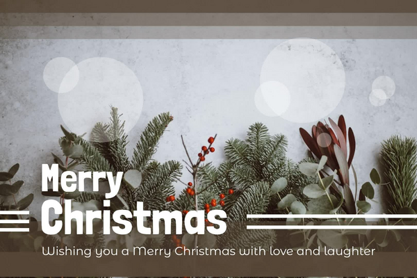 Brown Christmas Greeting Card With Plants