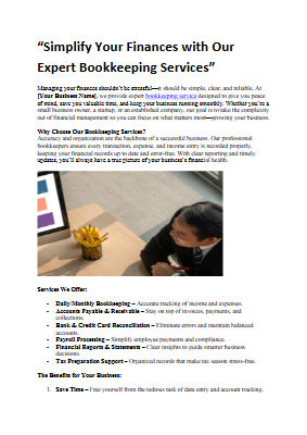 “Simplify Your Finances with Our Expert Bookkeeping Services”