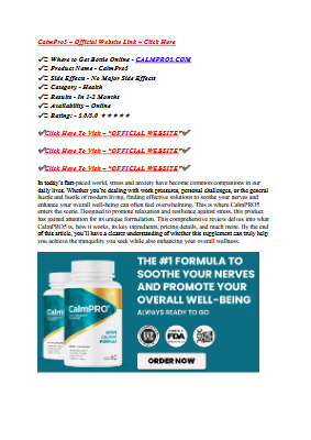 CalmPro5 Reviews (Genuine Customer Review) Can This Supplement Really Relieve Nerve Pain?