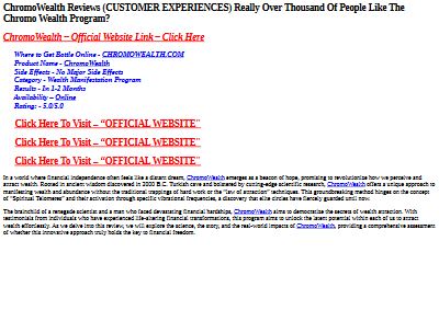 ChromoWealth Reviews (CUSTOMER EXPERIENCES) Really Over Thousand Of People Like The Chromo Wealth Program?