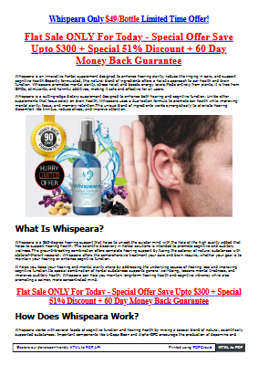 Whispeara The #1 Formula for Repairs Hearing Issue and Shuts Down Tinnitus