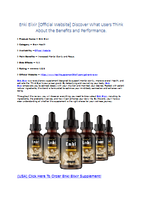 Enki Elixir (Real Success Stories) The Life-Changing Results Users Have Achieved.