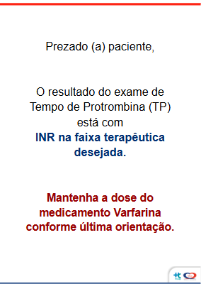 Resultado do exame de TP