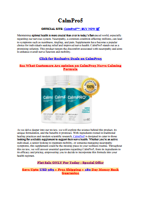 CalmPro5 (Price Update) Natural Nerve-Calming Formula for Better Health