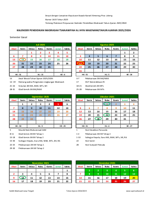 Kaldik MTs Al Ihya Majenang Tahun  2025-2026