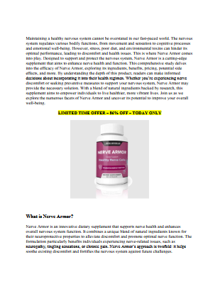 Nerve Armor [Clinically Tested 2025] Ingredients, Benefits, Complaints And Honest Consumer Report